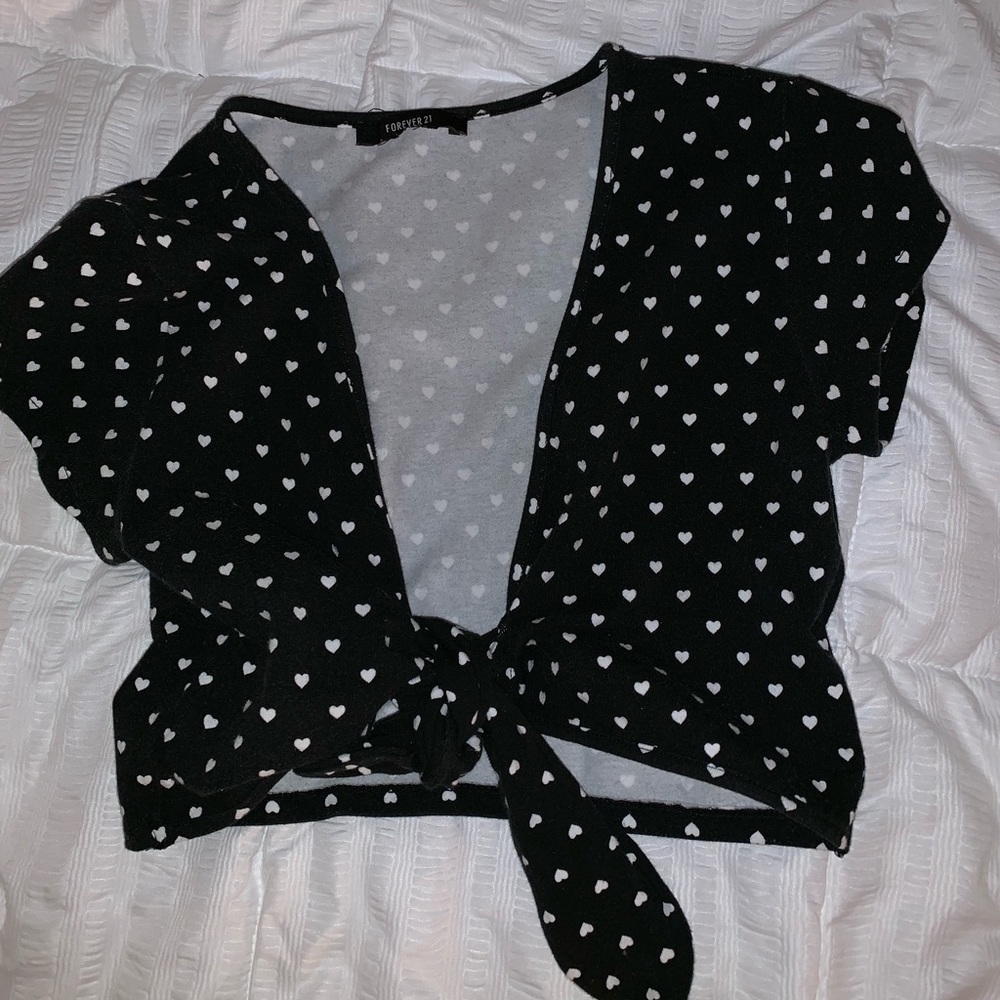 black wrap up crop top